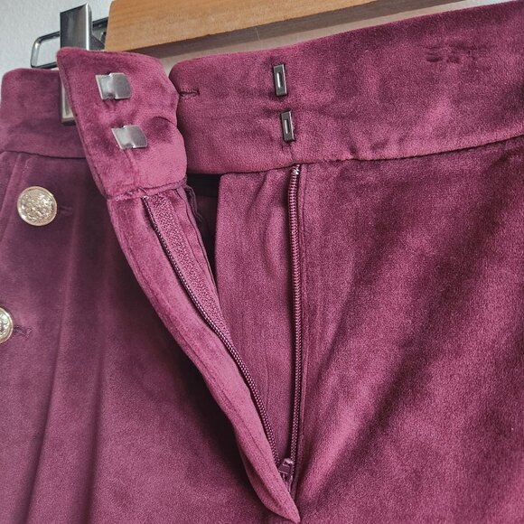 EUC Anthropologie Maison d’Amélie Burgundy Velvet Flared Pants - Sz 6 RUN LARGE - Picture 6 of 14